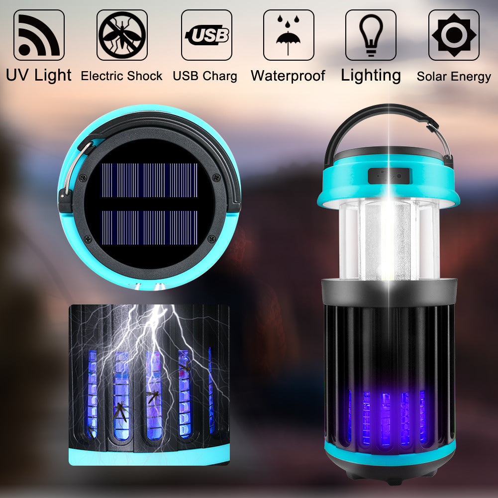 Solar LED Electric Shock Mosquito Killer Lamp Outdoor Waterproof USB Rechargeable Lighting Mosquito Trap - Korvel