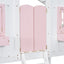 Twin over Twin House Bunk Bed with Roof , Window, Window Box, Door , with Safety Guardrails and Ladder, Pink/White - Korvel