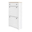 ONTREND ultra-thin shoe cabinet set with 4 flip drawers and adjustable panel top shoe rack, white - Korvel