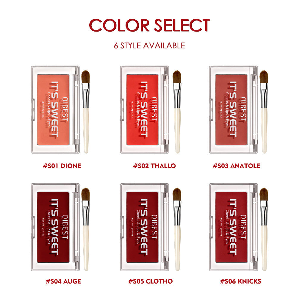 QIBEST 3-in-1 Lipstick, Eye Shadow & Blush Cream