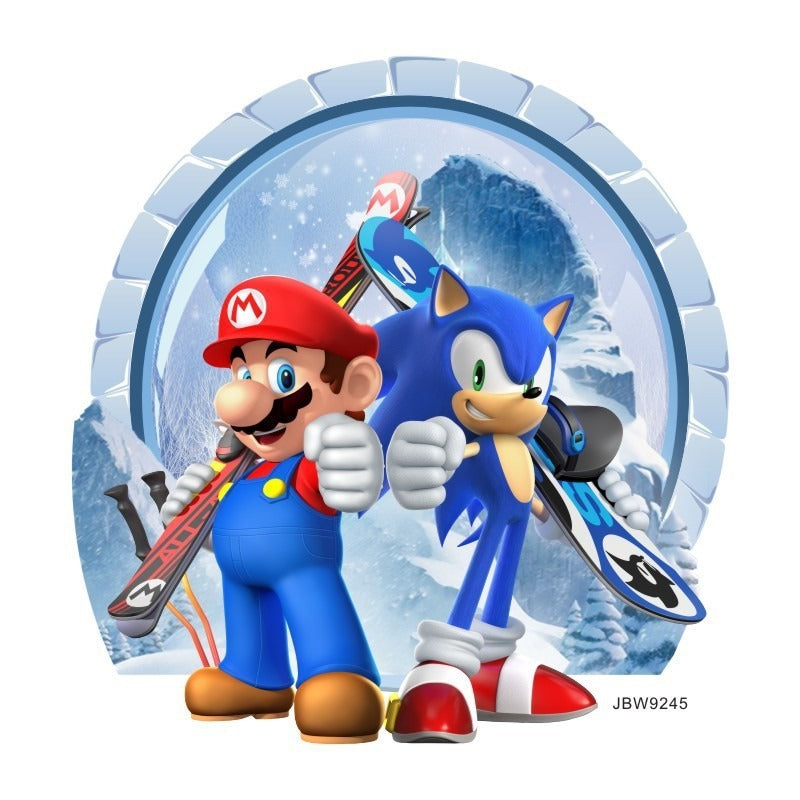 Sonic Mario Cartoon Wall Stickers for Kids' Rooms