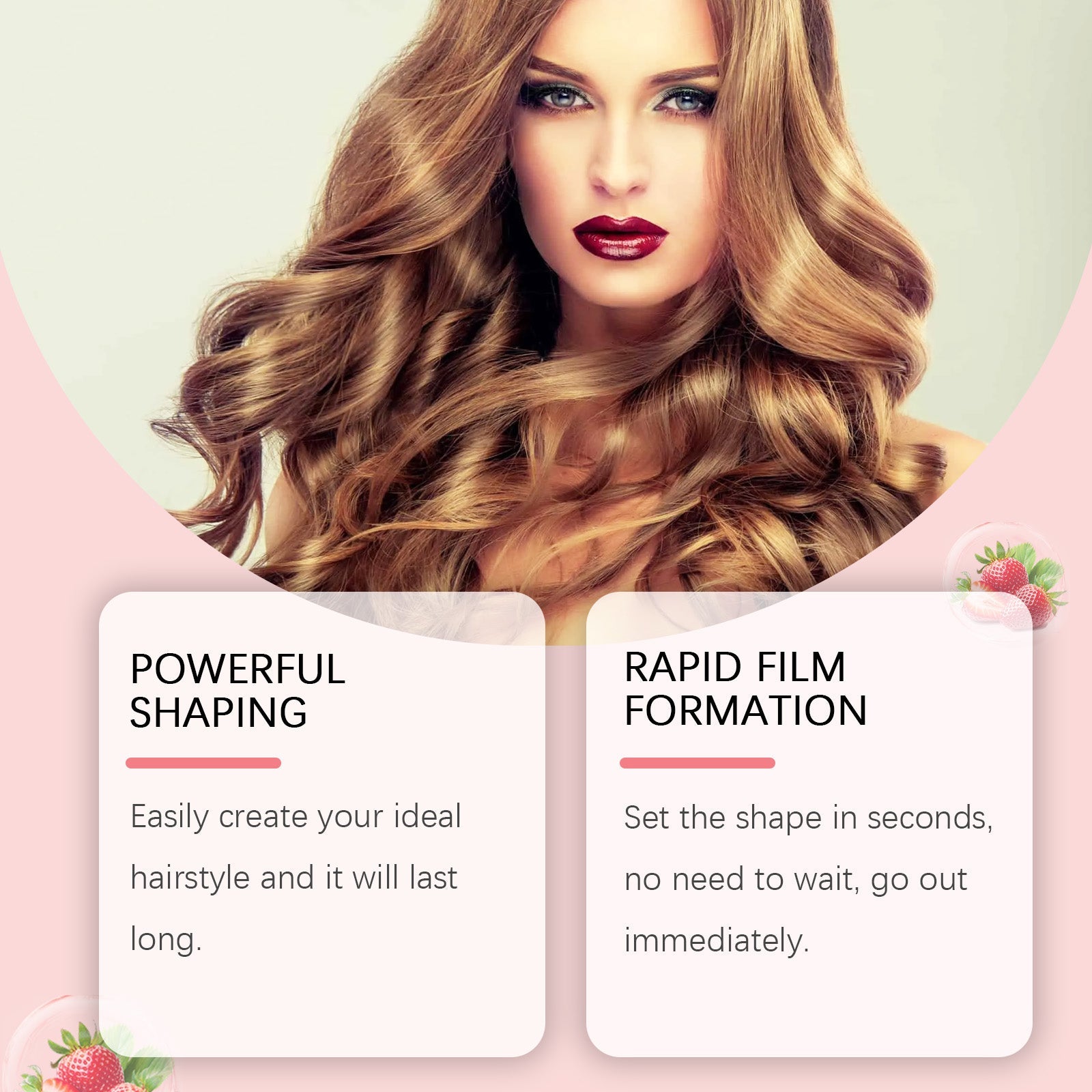 Strawberry Curl Styling Gel Leave-In Hair Volumizing Long-Lasting Shape Nourishing Repair Styling Cream - Korvel