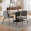 2-piece retro linen chair set with curved wooden backrest, cushioned seat, adjustable metal legs, (gray linen) - Korvel