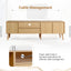 Vine TV stand with 2 cabinets and 2 open shelves, suitable for TVs under 80 inches, with solid wood legs for TV cabinets - Korvel
