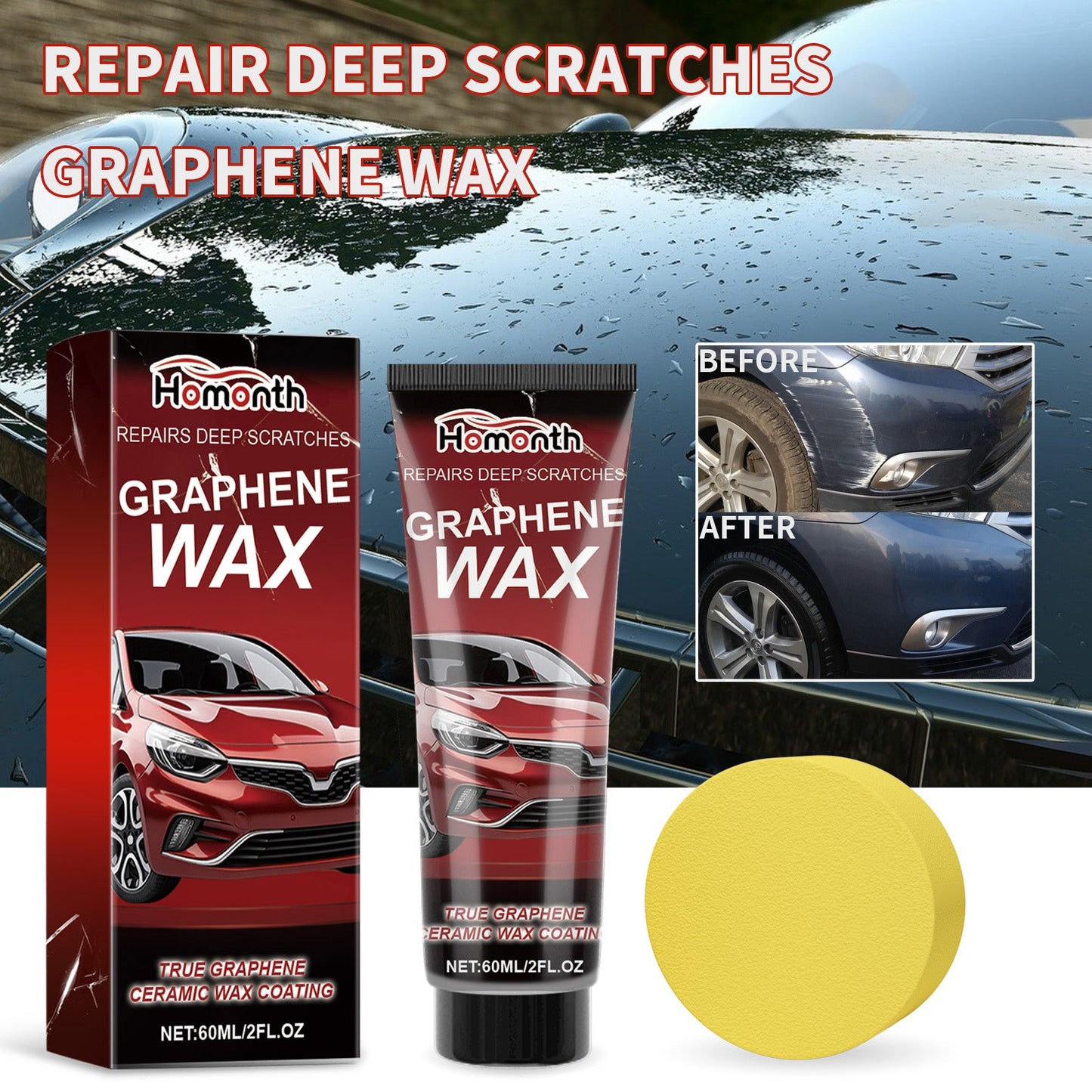 Repairs Deep Scratches Graphene Wax, Car Paint Repair Deep Scratches Graphene Wax Refurbished Car Wax - Korvel
