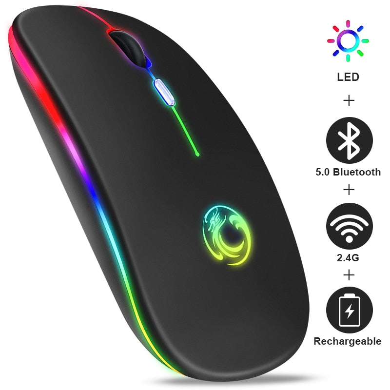 Wireless Mouse Bluetooth RGB Rechargeable Mouse Wireless Computer Silent Mause LED Backlit Ergonomic Gaming Mouse For Laptop PC - Korvel