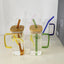 Square colored handle cup glass straw cup with lid milk tea cup with large capacity - Korvel
