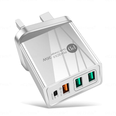 36W PD20W+QC3.0 2.4A dual USB fast charging mobile phone charger 2USB with PD charging head travel charger - Korvel