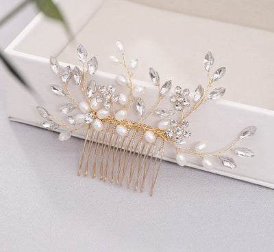 Pearl hair comb headdress Hand-woven crystal comb hair accessories - Korvel