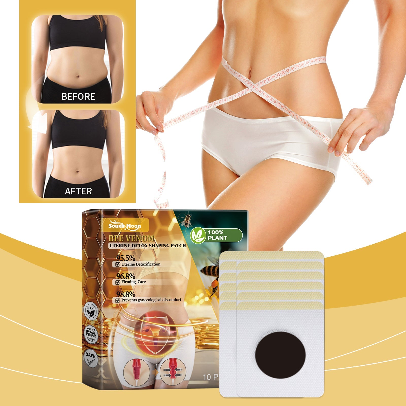 Bee Venom Body Care Patch, Body Firming Body Light Body Daily Lazy Care Patch - Korvel