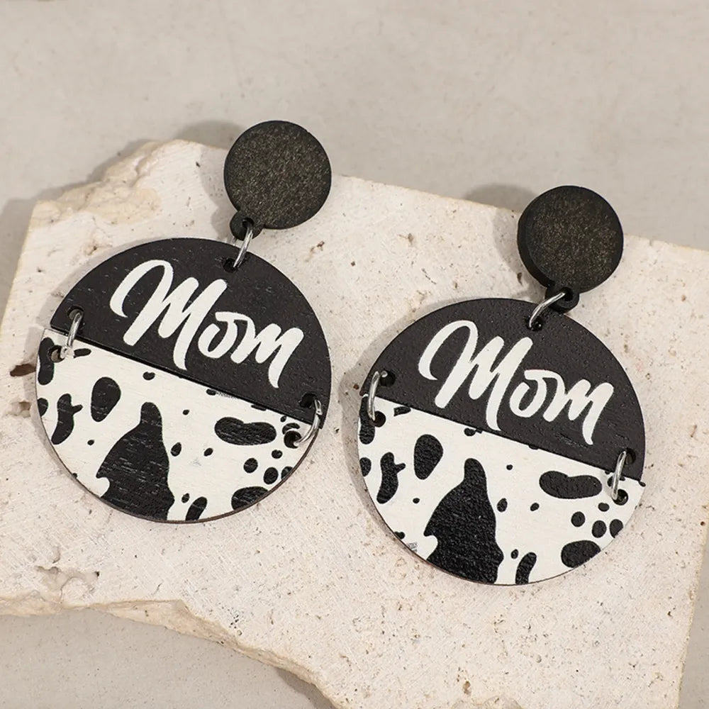 Elegant Alloy Wooden Dangle Earrings