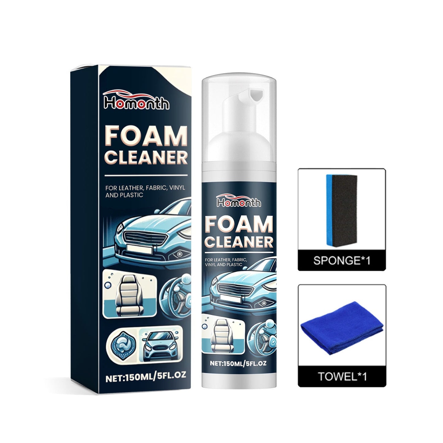 Foam Cleaner, Car Interior Seats Clean Decontamination Bright Refurbishment - Korvel