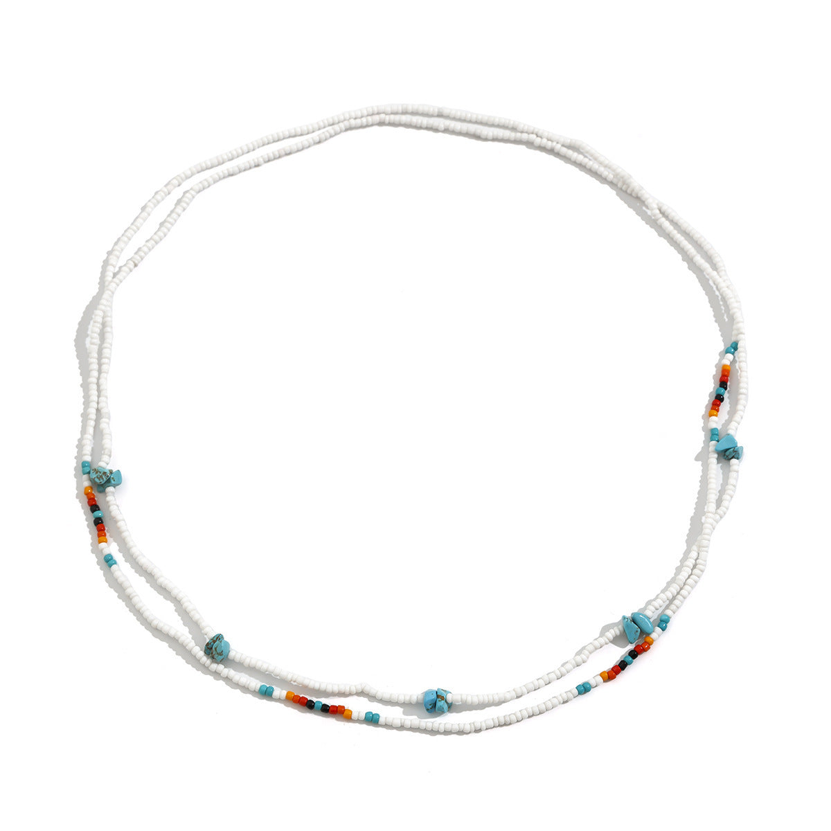 Sexy beach turquoise rice bead elastic waist chain for women's vacation style bead body chain - Korvel