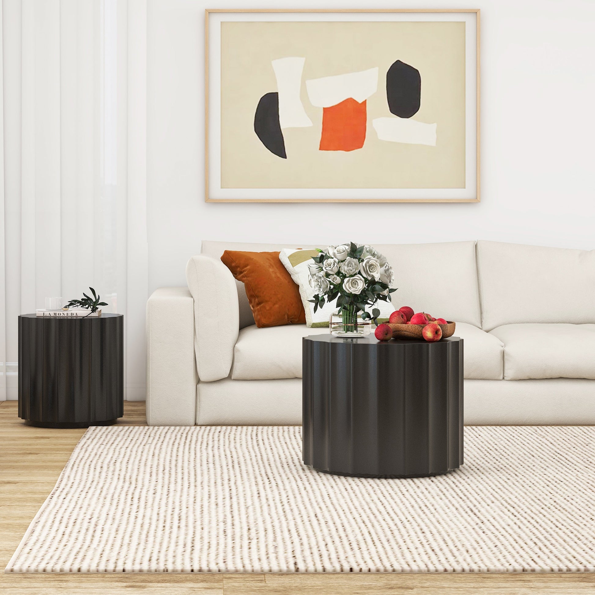 Coffee Table Set of 2, Round Coffee Table ,Nesting Coffet Table,End table,Circle Sidetable for Living room ,Bedroom - Korvel