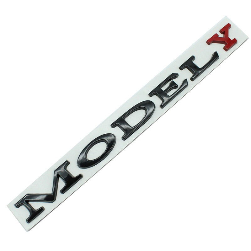 Suitable for Tesla Model 3/Y modified metal rear badge MODELY red letter car badge sticker - Korvel