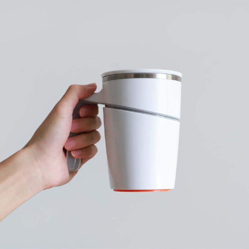 Inner Plastic Outer Steel Belt Handle Stainless Steel Thermos Cup Creative Office Anti-Fall Magic Suction Cup Does Not Pour The Cup - Korvel