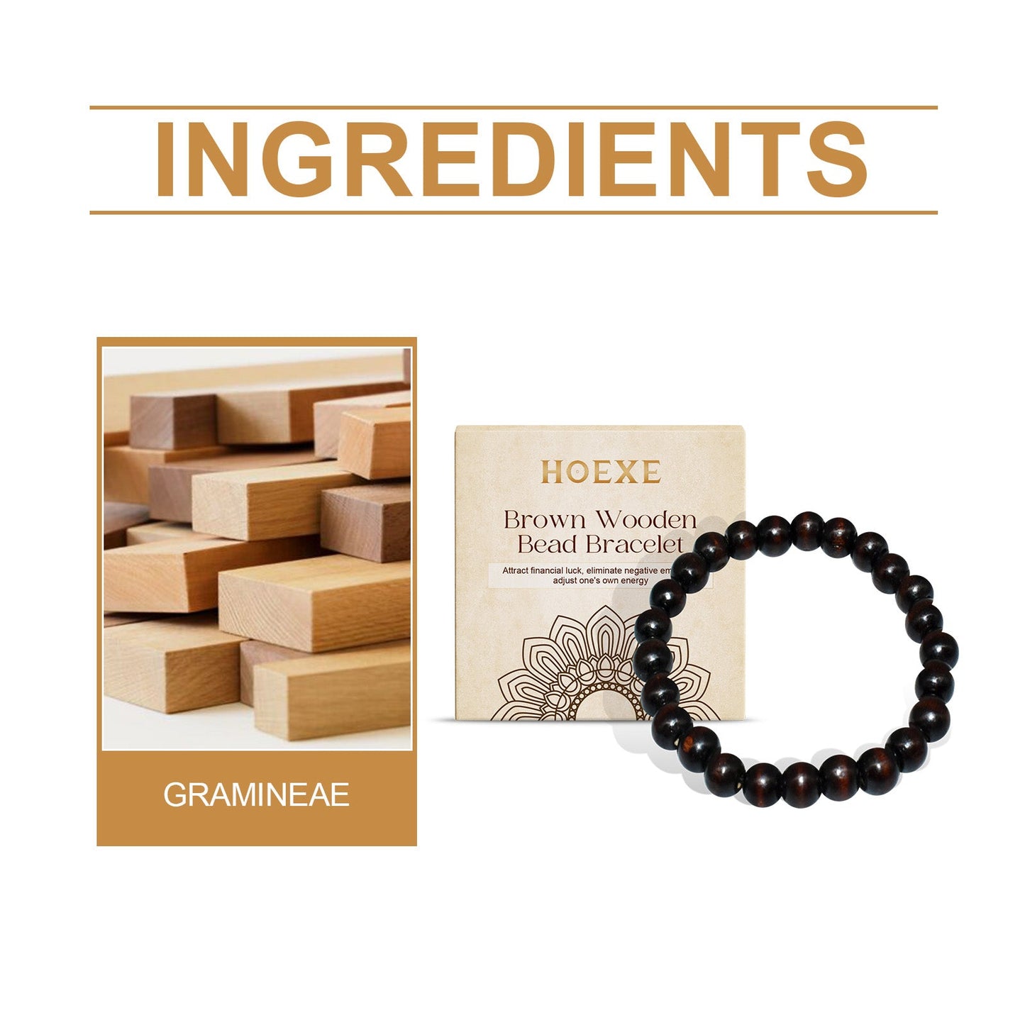 Bracelet en perles de bois noir café - Accessoire quotidien élégant