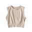 Short crop top with exposed navel and sleeveless loose fitting vest women's high waisted sports fitness yoga base shirt - Korvel