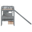 Lit superposé jumeau avec rangement et bureau - Gris