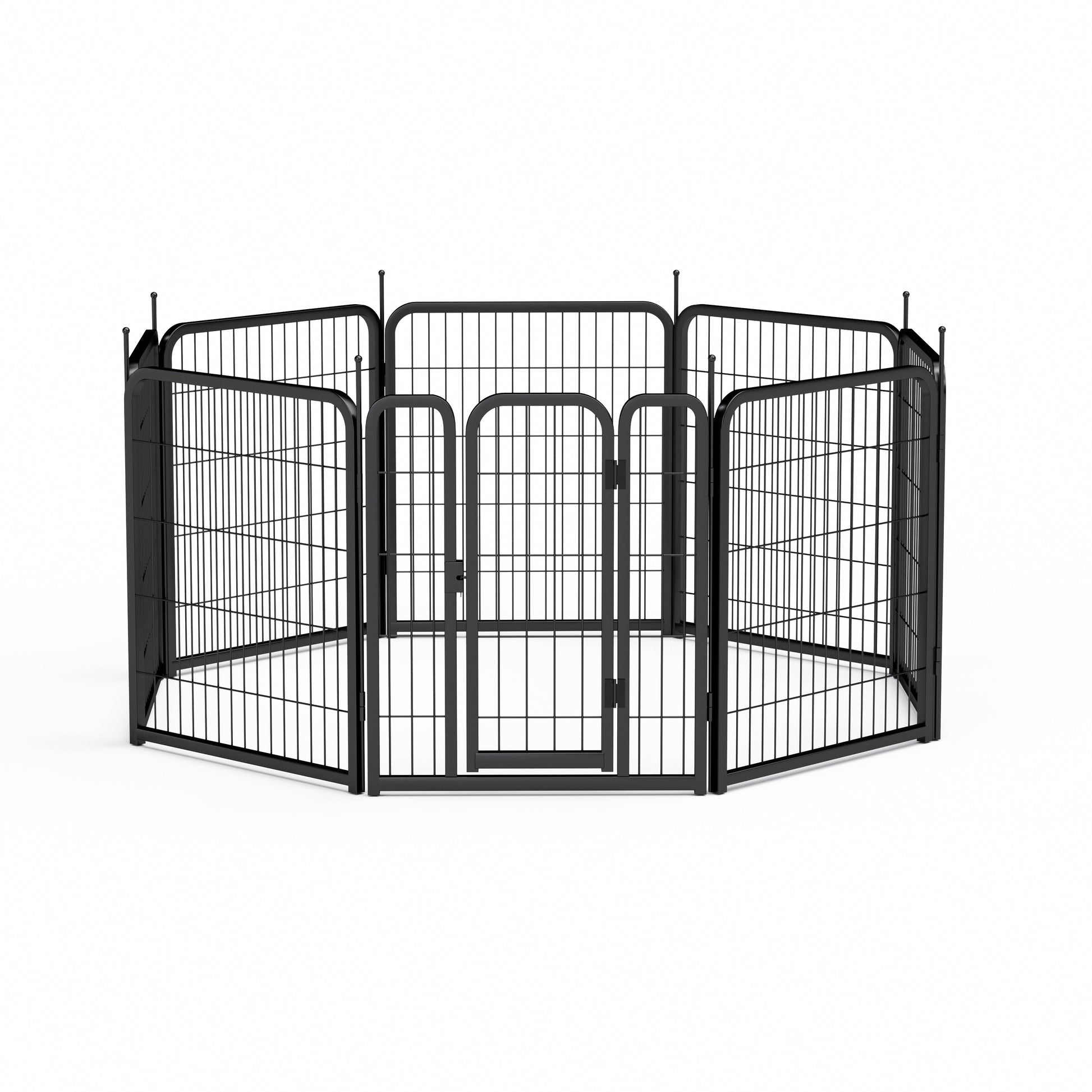 Outdoor dog fence, 8-piece board dog fence. 31 inch portable pet sports fence. Black, 26.3 inches wide x 31.5 inches high. - Korvel