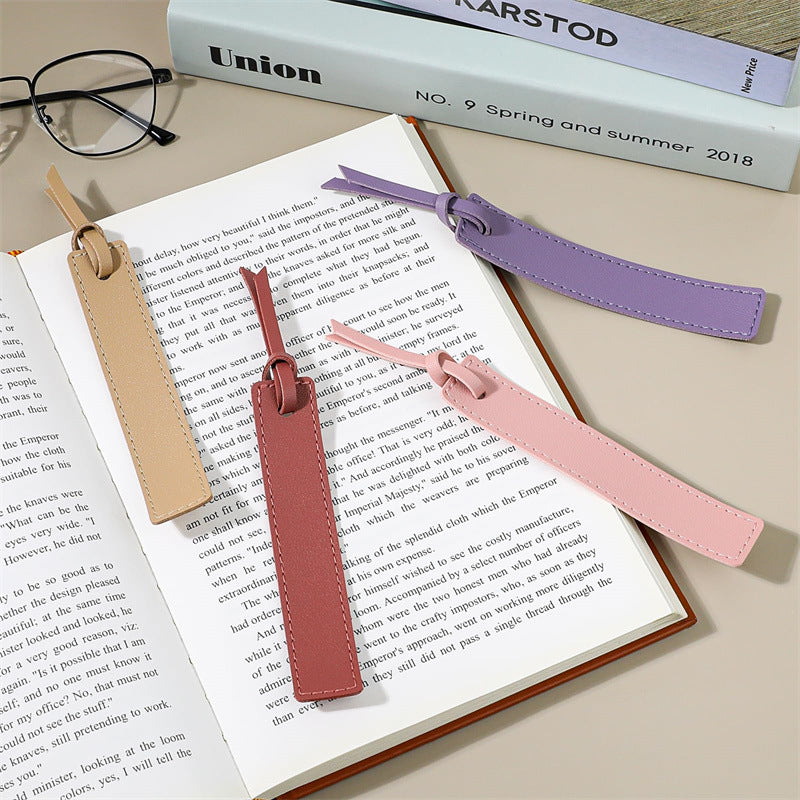Creative leather gift bookmark personalized leather reading book pagination clip student book marker holder - Korvel