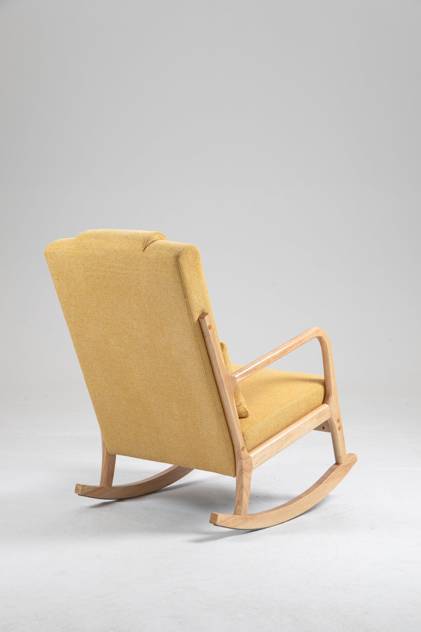 Rocking Chair Upholstered Fabric Rocking Armchair Indoor with High Backrest Glider Chairs and Lumbar Pillow for Living Room - Korvel