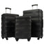 Hardshell Luggage Sets 3 Pcs Spinner Suitcase with TSA Lock Lightweight 20''24''28''   Black + ABS - Korvel