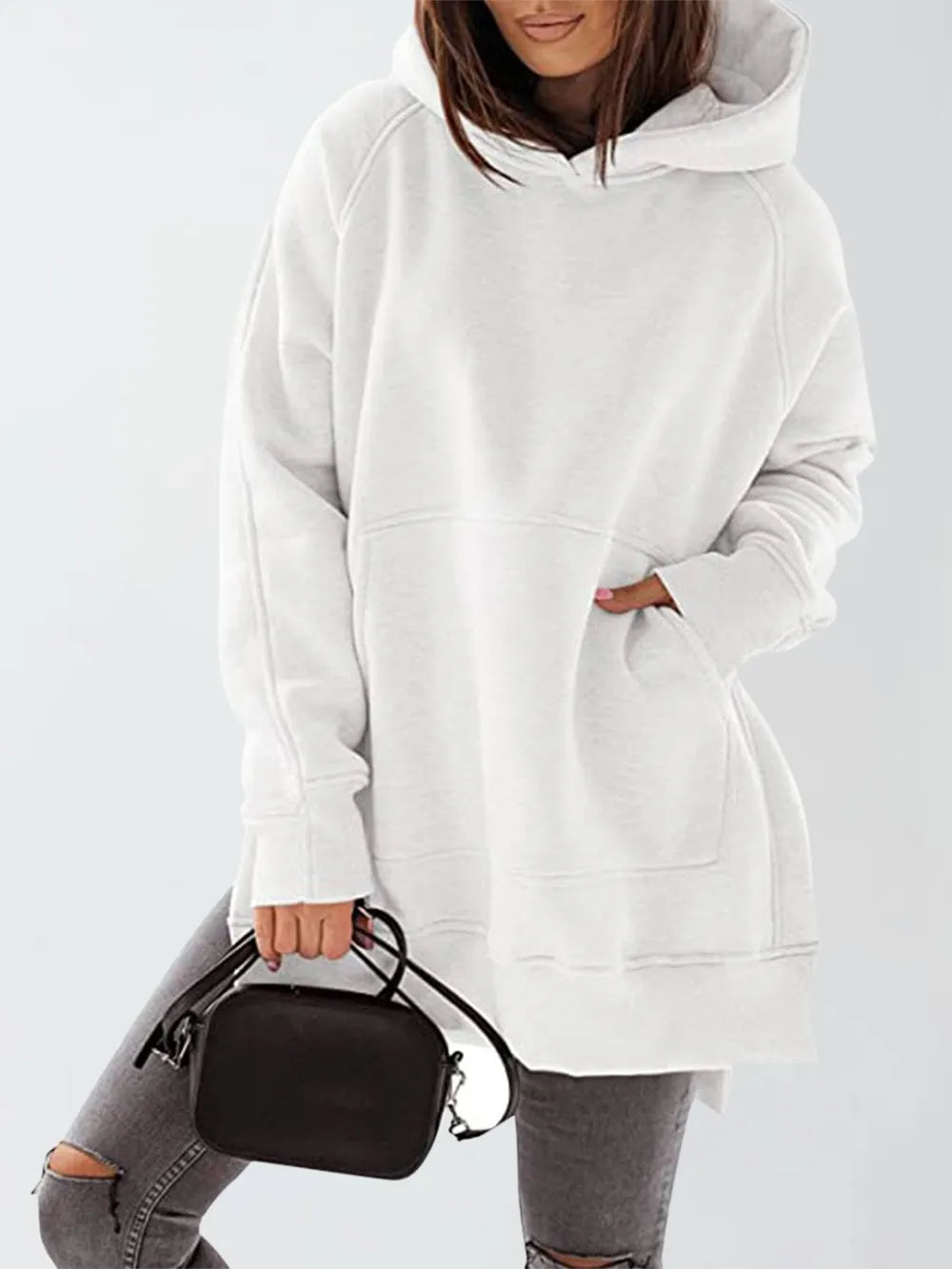 Sudadera con Capucha de Manga Raglán y Bolsillos Laterales