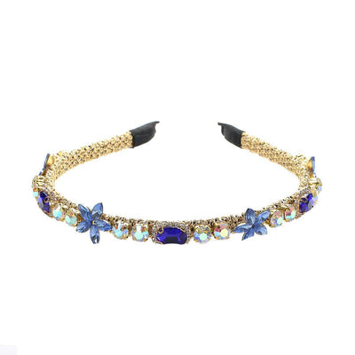 Crystal flower set with colorful glass diamond fine edge hair hoop - Korvel