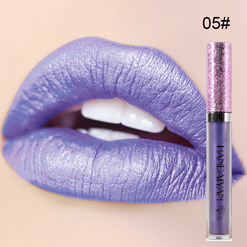 handaiyan Diamond Pearl Lip Gloss Non-Stick Cup Mermaid Lip Gloss Lipstick - Korvel