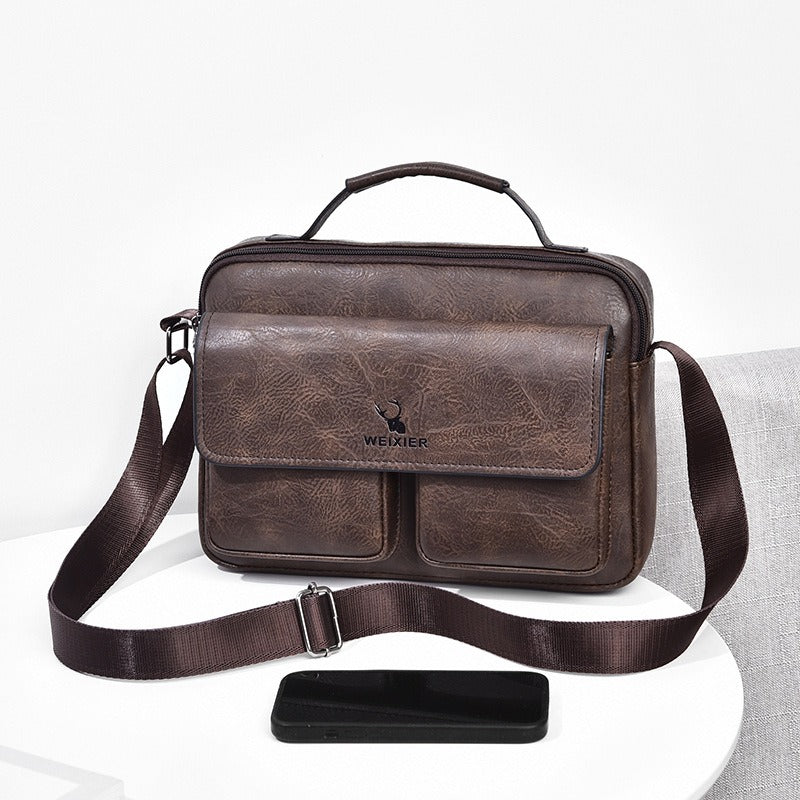 Men's Business Satchel Single Shoulder Bag Cross Body Large Capacity Single Shoulder Leisure Bag Messenger Bag - Korvel