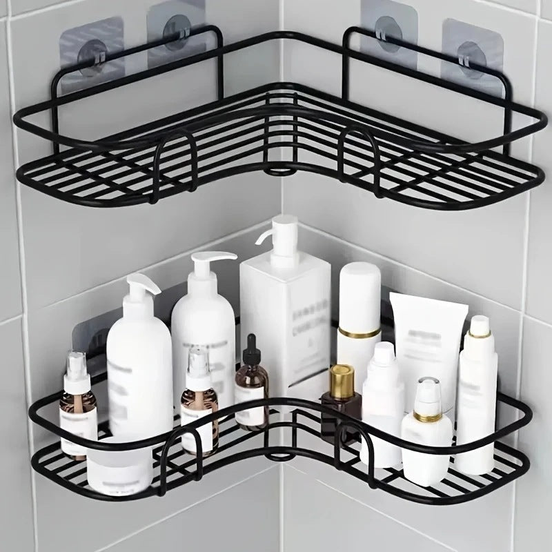 Bathroom Storage Rack Toilet Washroom Wall-Mounted Hole-Free Multi-Functional Iron Mesh Long Strip Organizer - Korvel