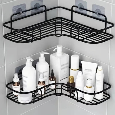 Bathroom Storage Rack Toilet Washroom Wall-Mounted Hole-Free Multi-Functional Iron Mesh Long Strip Organizer - Korvel