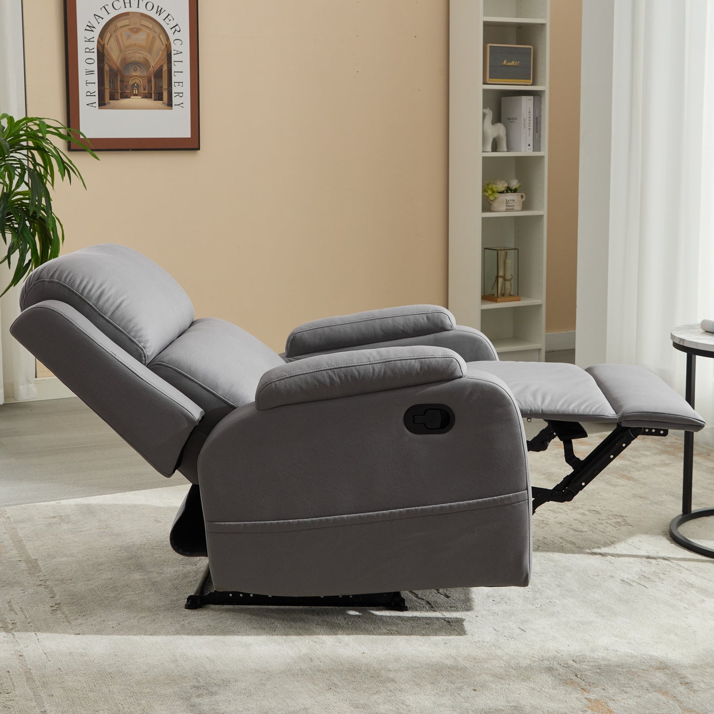 Gray PU Leather Recliner Massage Chair with Adjustable Positions
