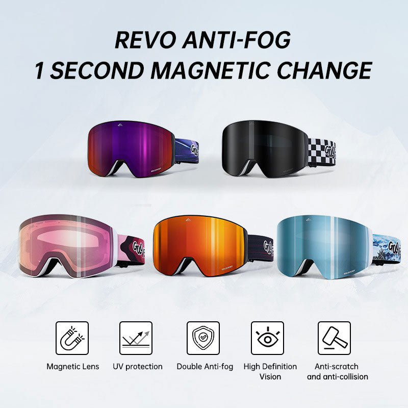 Magnetic ski goggles for men and women double anti-fog outdoor sports riding equipment goggles windproof - Korvel