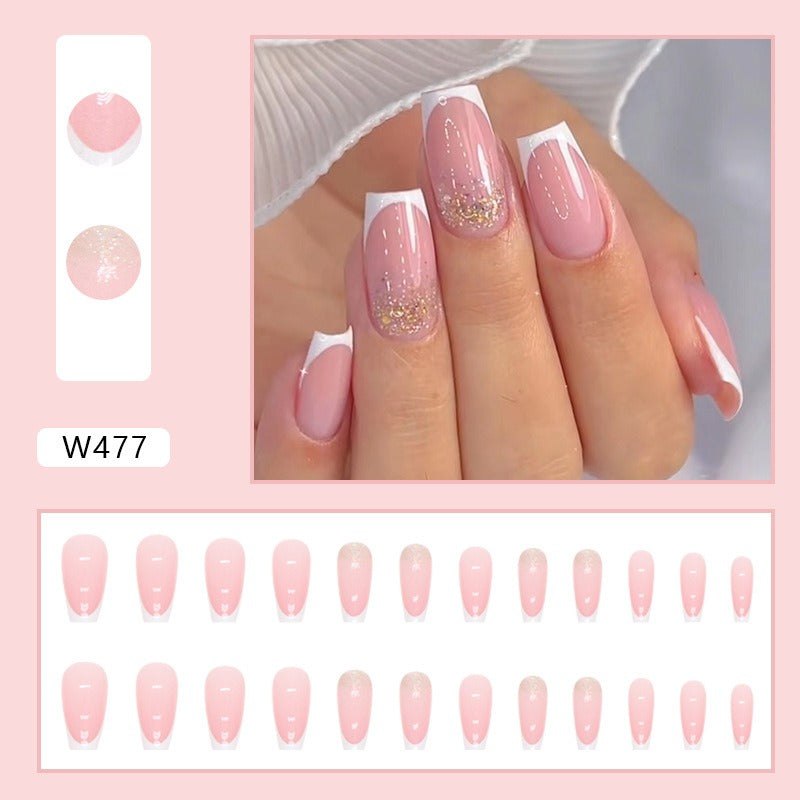 French simple glitter girl’s soft and tender wearable manicure nails - Korvel