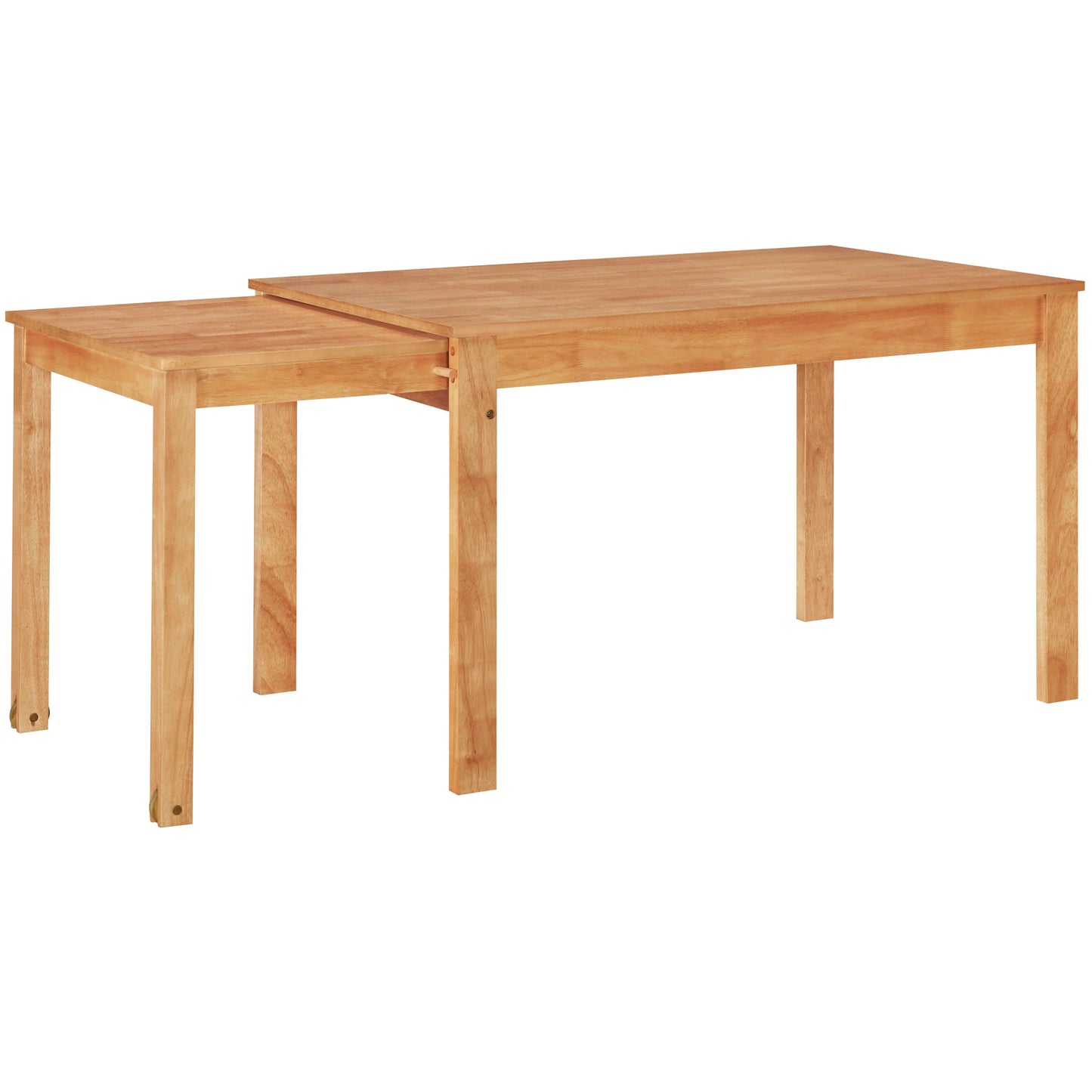 TOPMAX 65 "5-piece set with wheels, expandable dining table set, 17.7" pull-out side table and small dining chairs, natural - Korvel