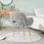 GREY Faux Fur Upholstered Make up chair Side Dining Chair with Metal Leg(GREY+Beech Metal Leg) - Korvel
