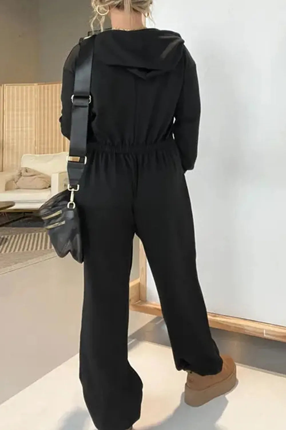 Full Size Drawstring Long Sleeve Jumpsuit - Korvel