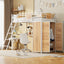 Lit mezzanine taille twin avec bureau en L et armoire - Blanc
