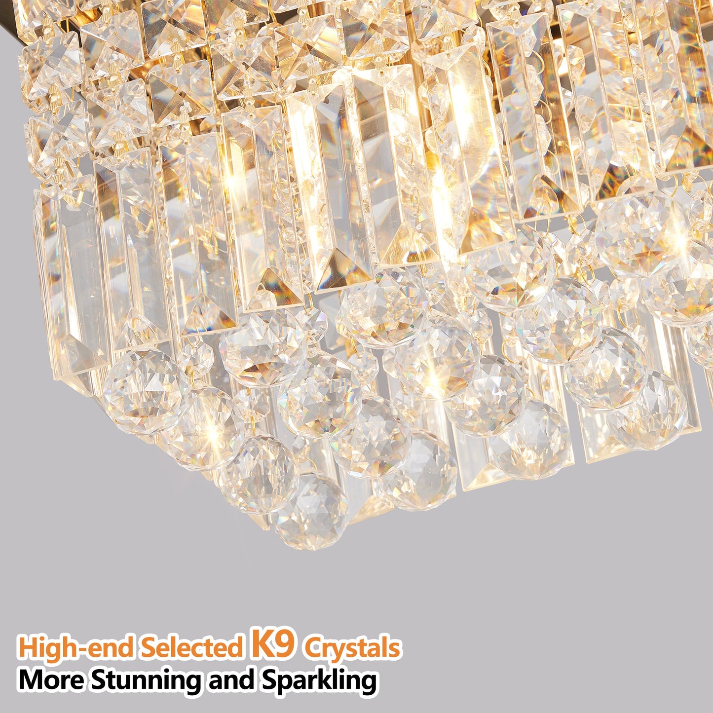 Elegant Gold Crystal Chandelier for Dining Room