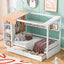 Twin Size House Bed with Two Drawers and Wardrobe - White