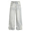 American Cleanfit Washed Denim Long Pants Men's Vintage Street Fashion Loose Straight Leg Distressed Wide Leg Dad Trousers - Korvel