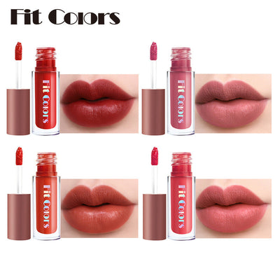 Fit Colors Matte Velvet Moisturizing Lip Gloss Lip Glaze Lipstick 4 Travel Small Set - Korvel