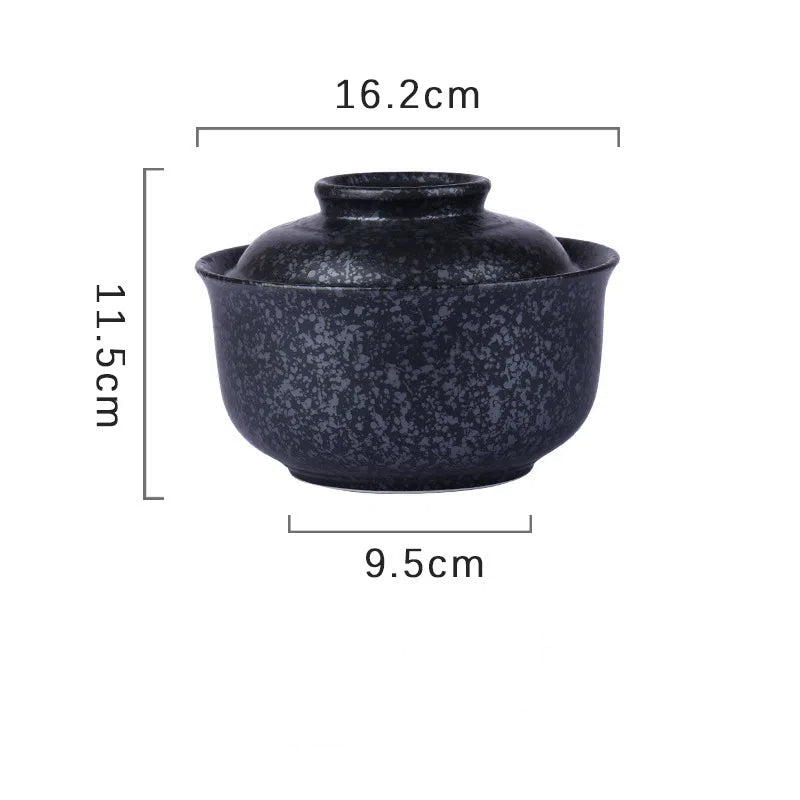 6.5 inch instant noodles bowl with cover bento box student underglaze color ceramic suit Lamian Noodles bowl canteen tableware - Korvel