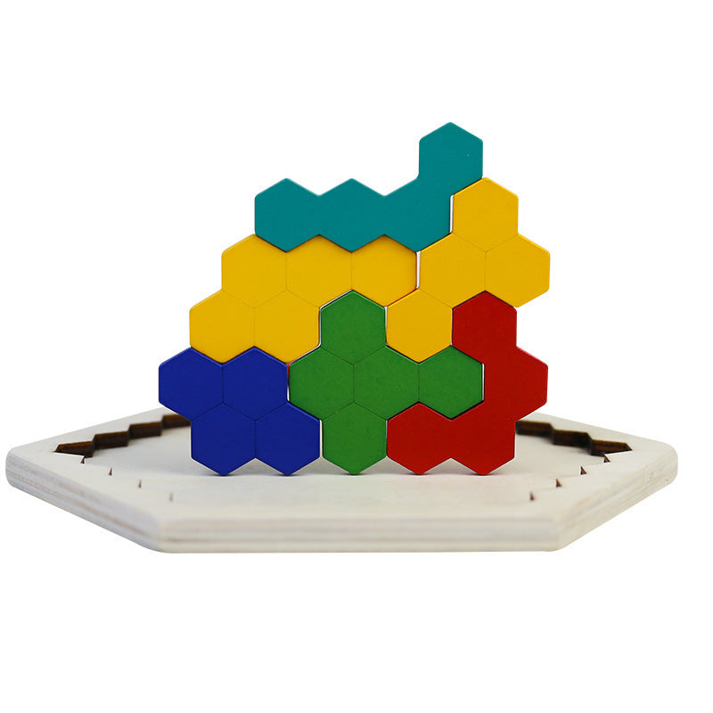 Wooden Toy Puzzle Board Honeycomb Kindergarten Pupils Hands-On Desktop Toy Wooden Puzzle - Korvel