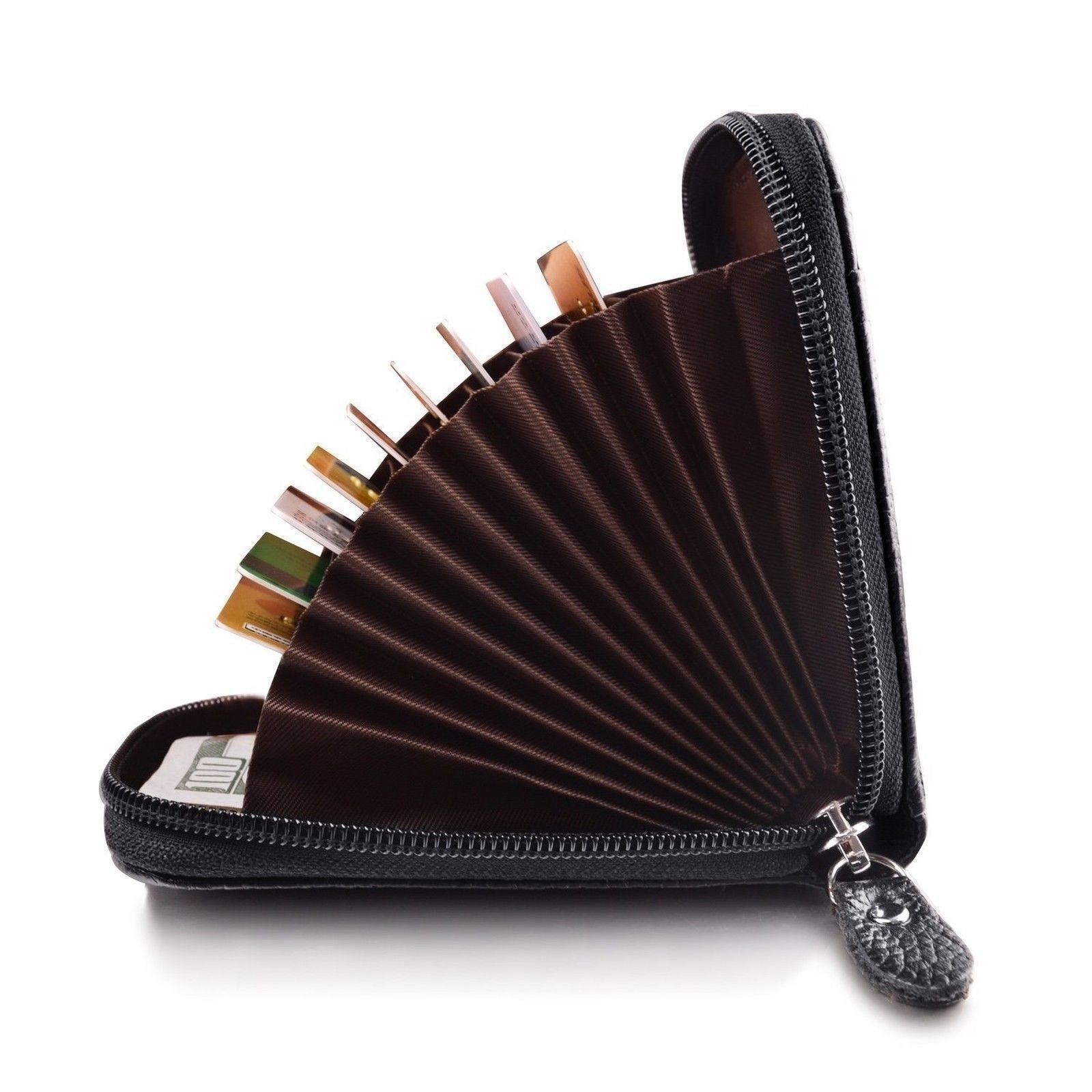 Men's Wallet Genuine PU Leather Credit Card Holder RFID Blocking Zipper Pocket Men bag Multi-card zipper - Korvel