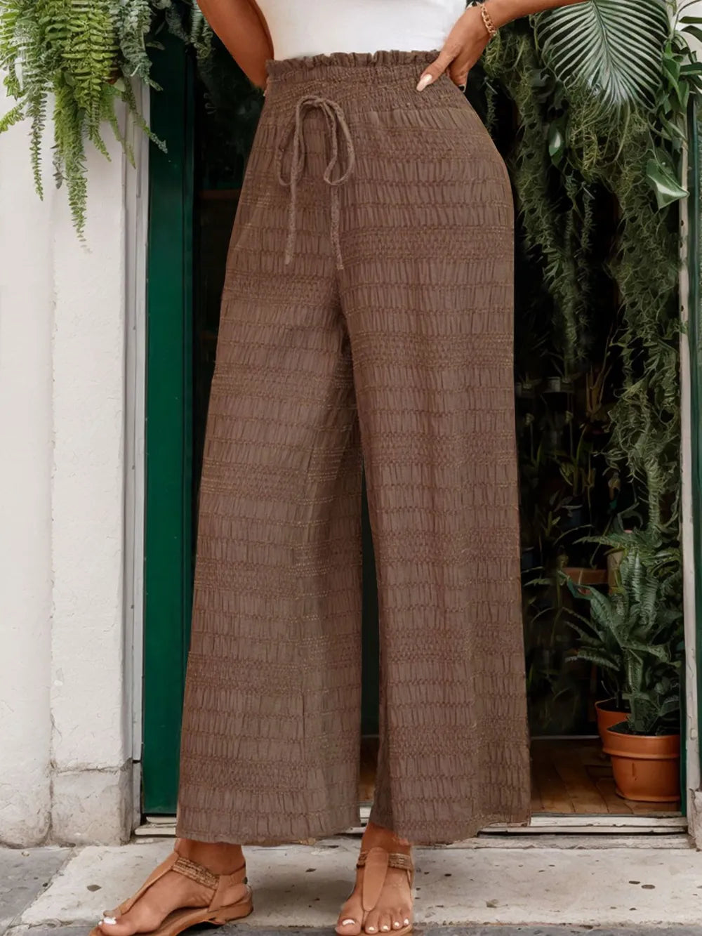 Tied Wide Leg Pants - Korvel