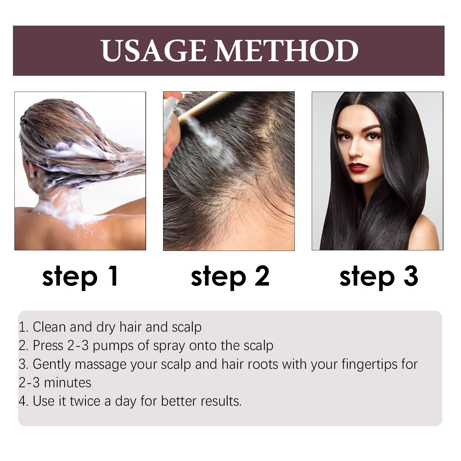 Black Hair Spray, Nourishes Black Hair And Covers White Hair Soft Natural Glossy Hair Spray - Korvel