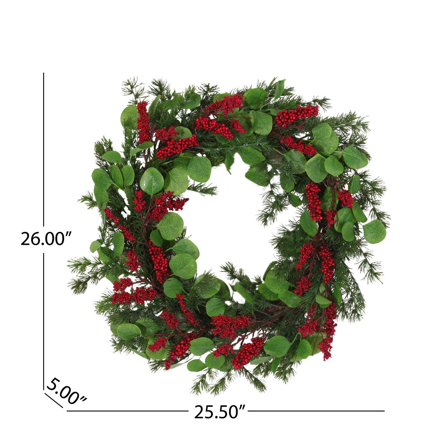 25.5" LEAVES/BERRY WREATH - Korvel